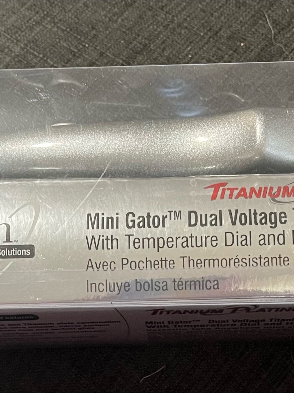 Titanium Mini Gator Dual Voltage Styler - Silver Straightener NIB
